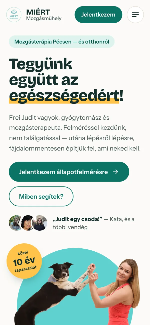 Az új MIÉRT-honlap kezdőlapja telefonon